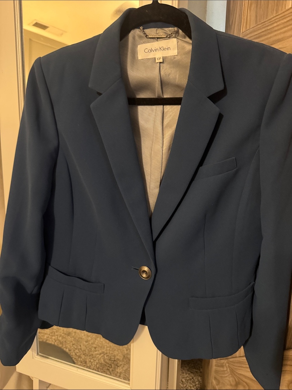 Calvin Klein Women's Deep Blue Single-Button Blazer